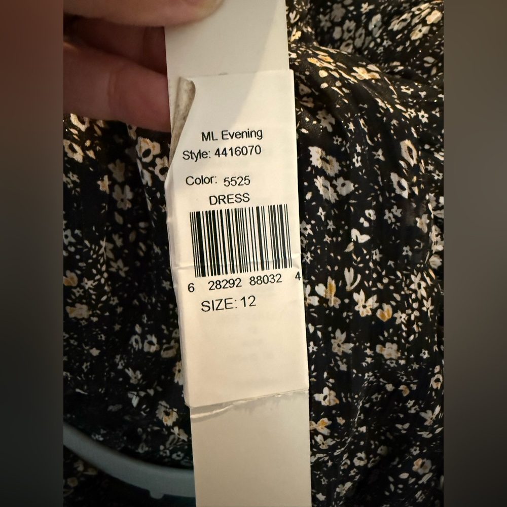 NWT ML MONIQUE LHUILLIER Floral Maxi Dress In Black‎ - Picture 5 of 11